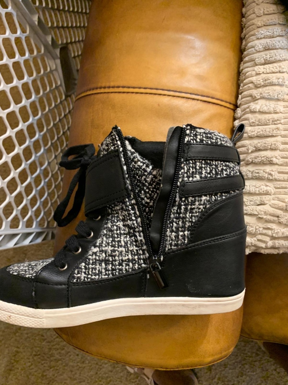 Torrid Black & White Tweed Wedge Sneakers